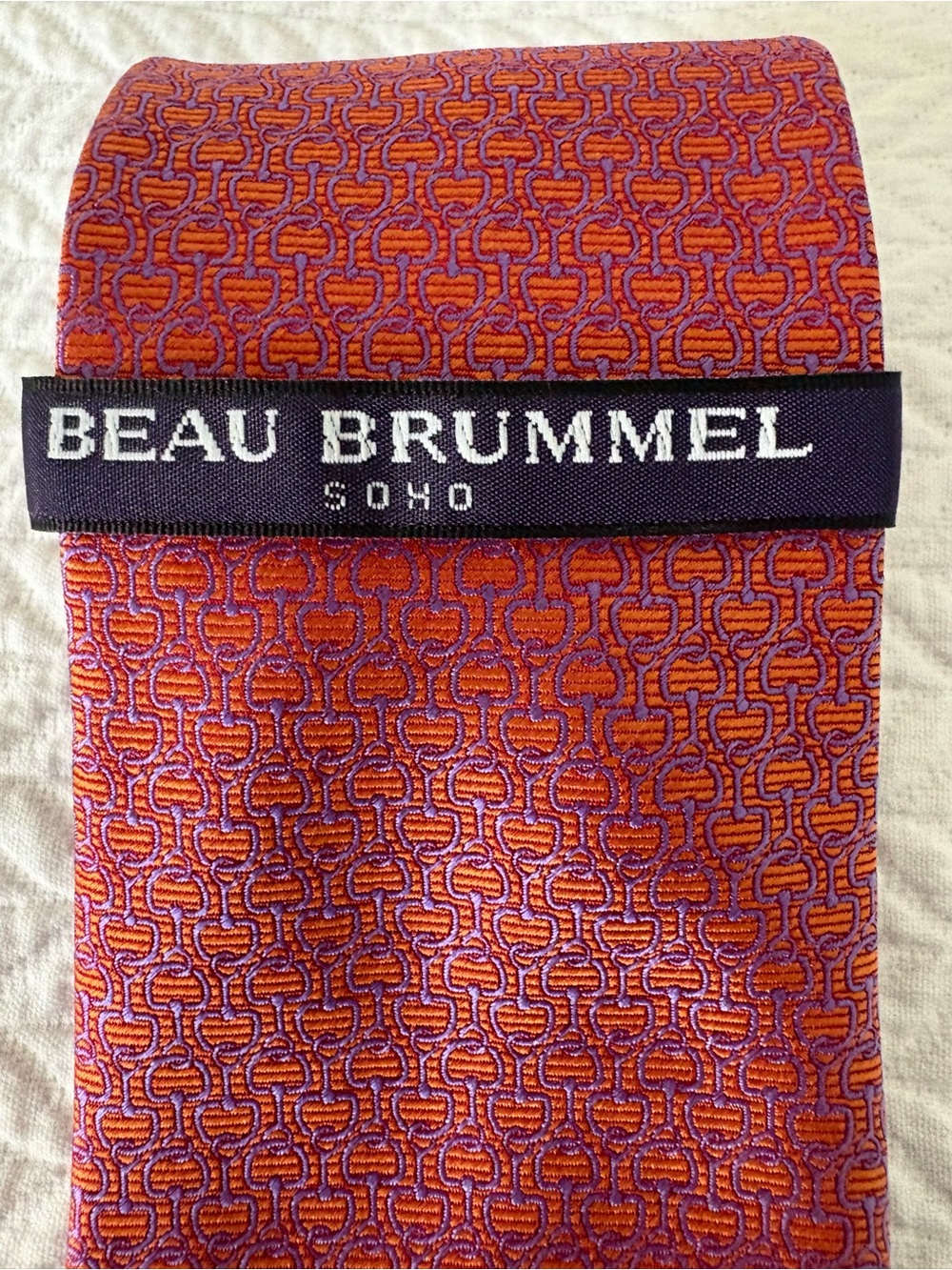 Beau Brummel Men's TIE Orange & lavender Patterned Horsebit NEW!